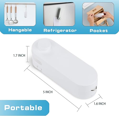 Miniatura 4 de Mini sellador de bolsas, 2 en 1  resellador de plástico de mano recargable, máquina de sellado al vacío para mantener alimentos chips galletas