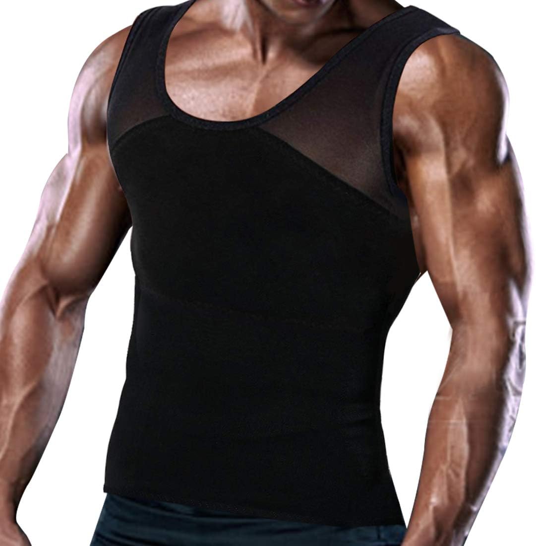 Mens Compression Shirt Slimming Body Shaper Vest, No Color, Size No Size