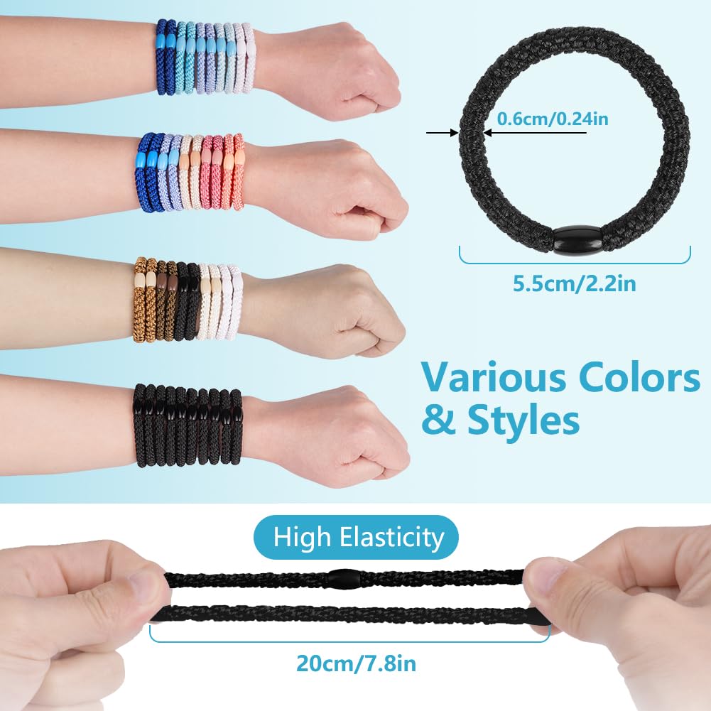 AUAUY 15PCS Black Hair Ties, Elastics Hair Bands for Women Girls, Cotton Bands Soft Woven Ponytail Holders for Thick Hair and Curly Hair, No Damage Hair Tie Bracelets Stretch Hair Bobbles,Black series
