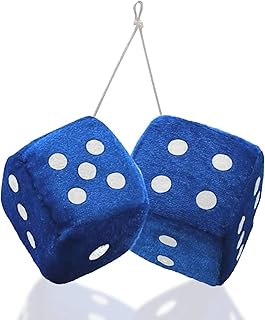 Zento Deals Pair of Hanging Black Dots Fuzzy Dices Nostalgic Retro (Teal Blue)