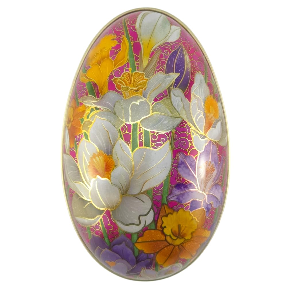 That's Crackers Pink Cloisonne | Two Part Easter Egg | Fillable Tin | Flat Bottomed | 11cm