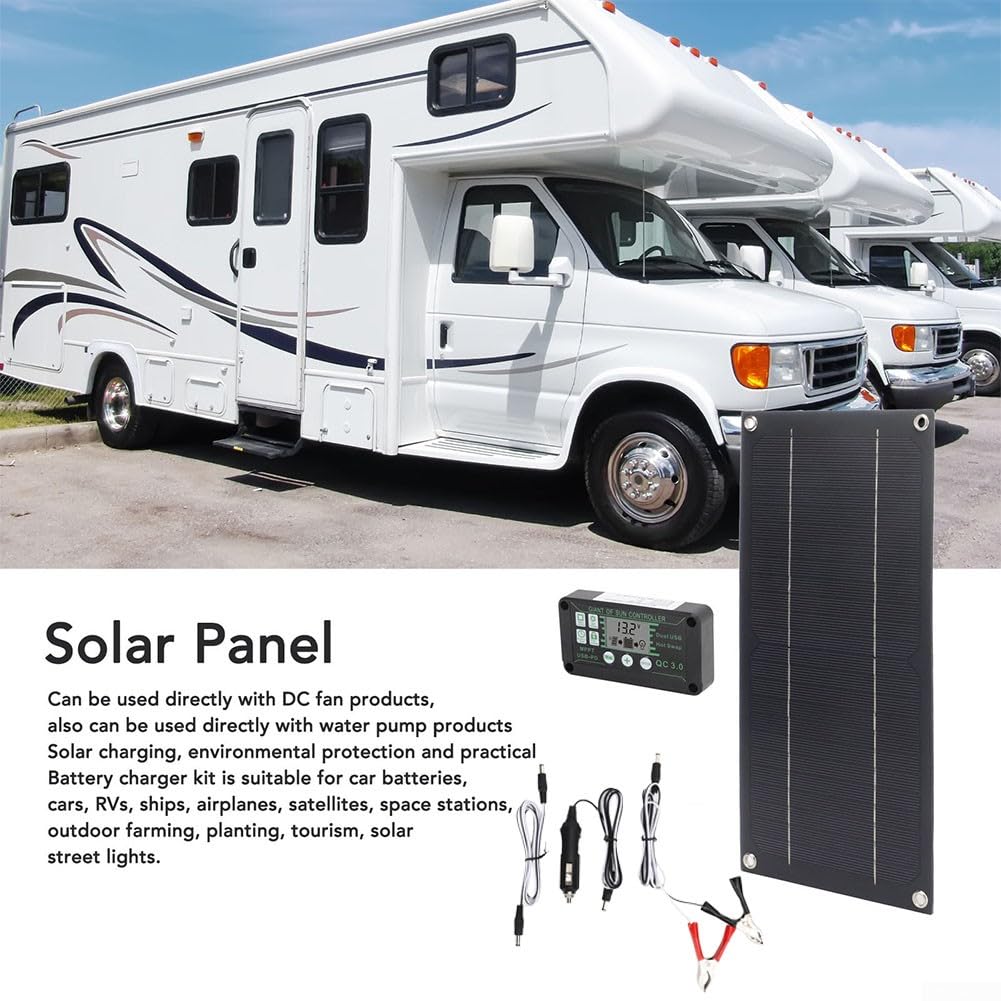 600W Zonnepaneel Oplader Monokristallijn - 100A Controller - Zonnepaneelkit Voor RV, Camping & Camper - Met Verlengkabel En Klemmen