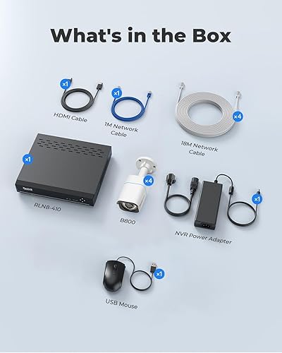 Miniatura 9 de REOLINK Sistema de cámara de seguridad 4K - H.265 4 cámaras de seguridad PoE cableadas con detección de vehículos personales, 8MP/4K 8CH NVR con