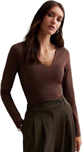 SIGHTBOMB SKIMS SOFTLINE V Neck Double Layered Seamless Afford LUX Edition Cuddle Baby TEE Long Sleeve TOP for Women