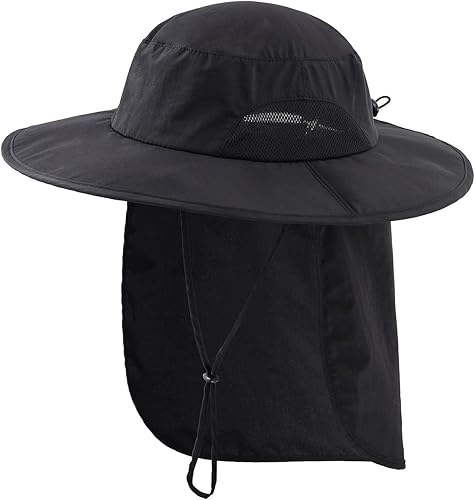 Miniatura 1 de Home Prefer Sombrero de sol para hombre al aire libre UPF50+ con solapa para el cuello, protección UV, ala ancha, safari, pesca, senderismo,