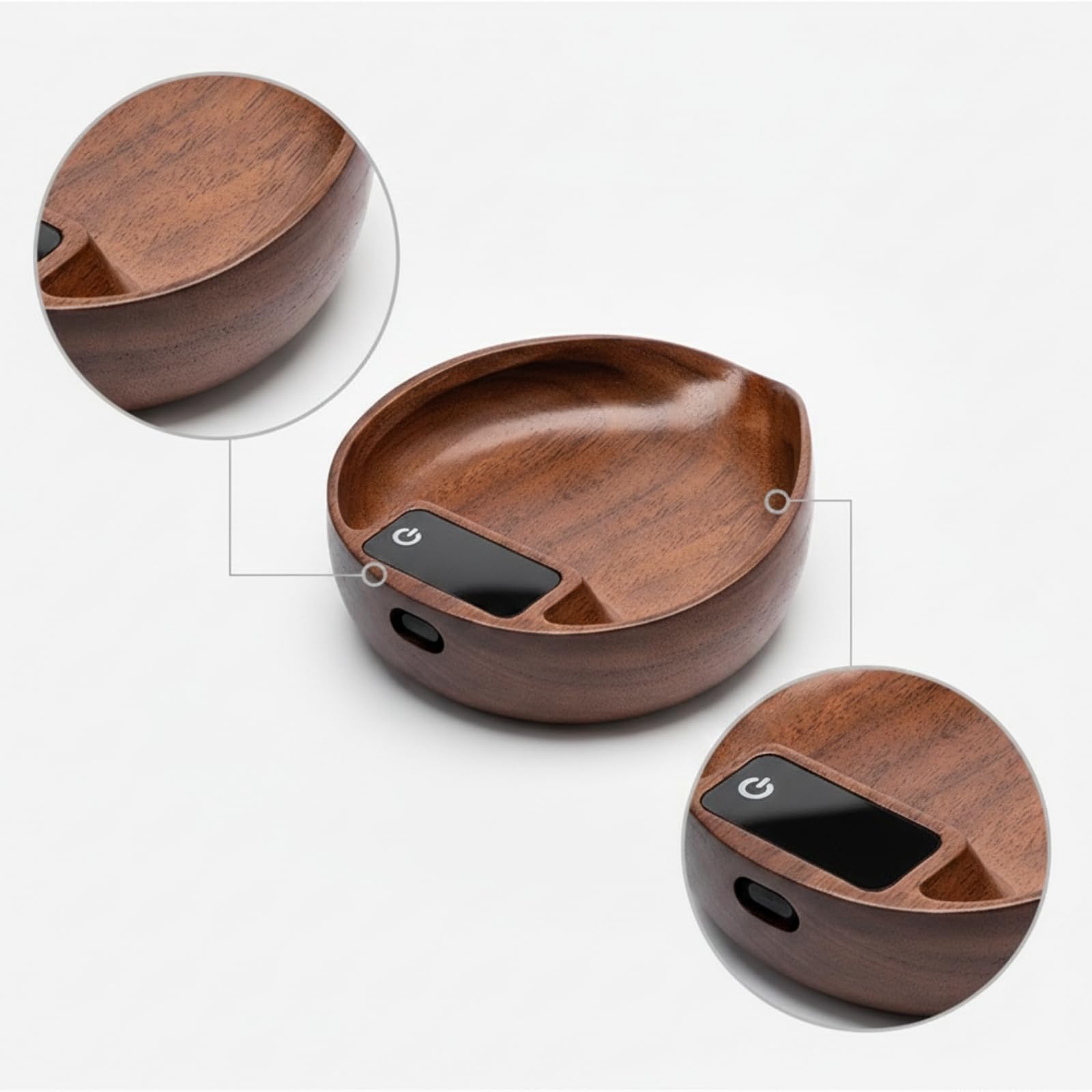 Colcolo Kaffeewaage Hochpräzise Digitale Küchenwaage Bohnenwaage Messschale mit Ausguss Walnussholz mit Touch Bedienfeld Und LED Anzeige Rutschfestes für Pour, Kaffeebohnenwaage Aus Massivholz