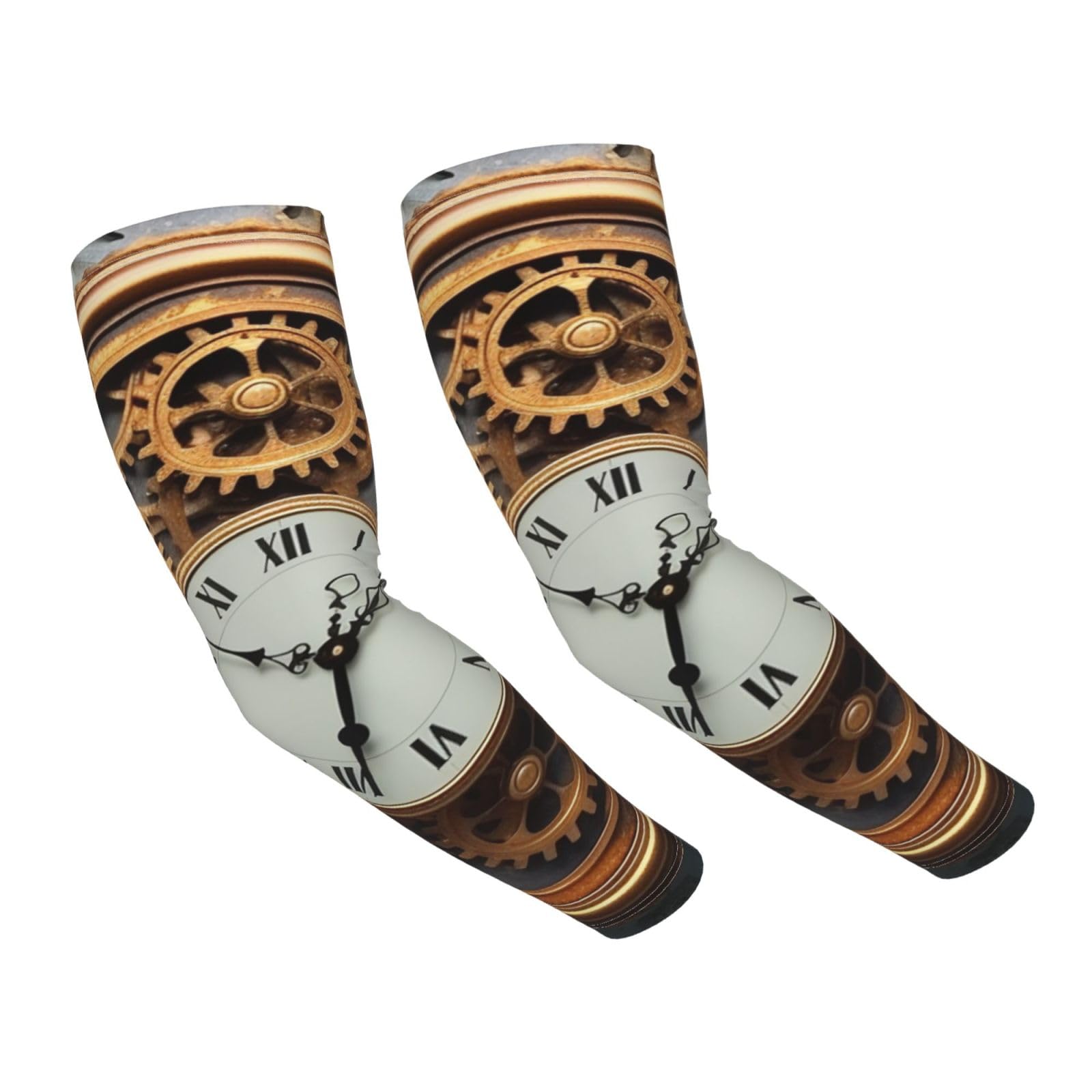 LHBWCVN Rusty Steampunk Clock Arm Sleeves Men Women Cooling Sun Sleeve UV Sun Protection Sports Compression Sleeves