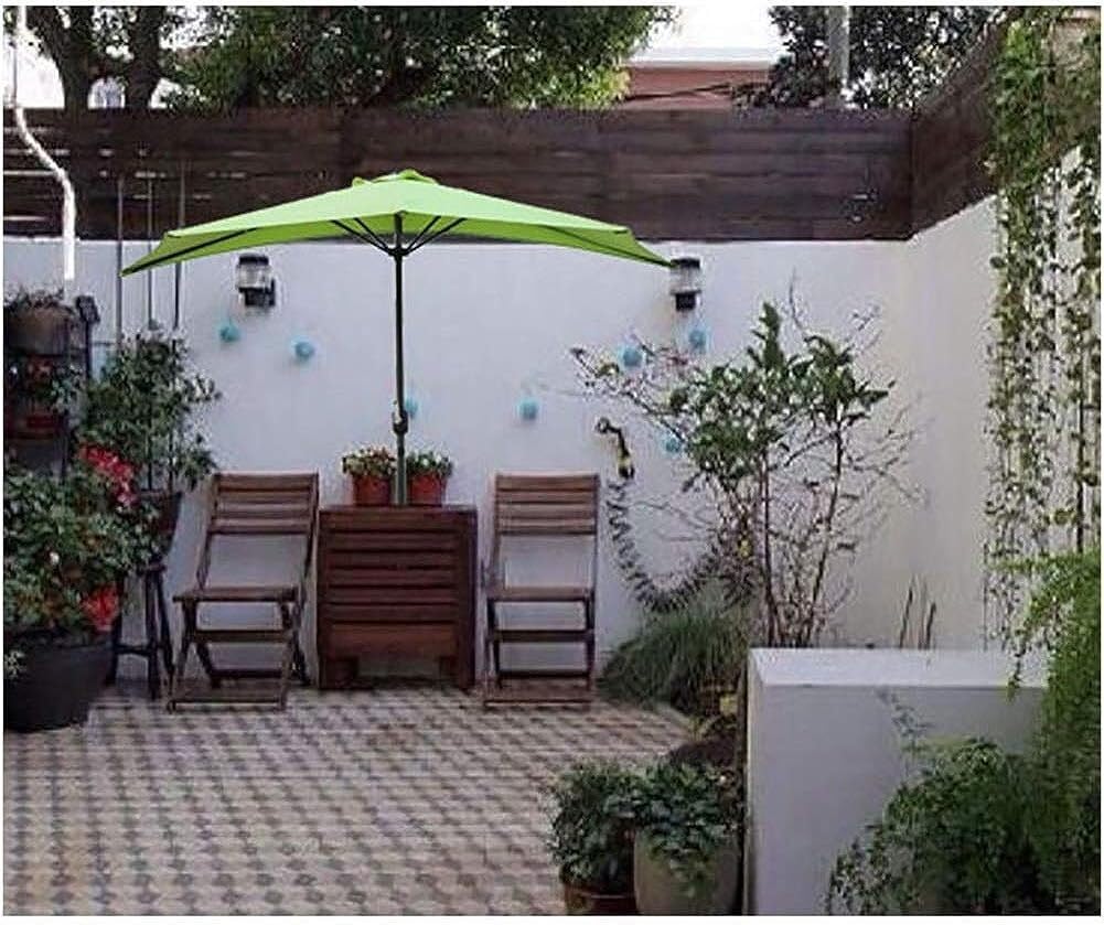 KEuLen Parasol ogrodowy parasol, parasol patio, półparasol ścienny z 5 żebrami i korbą, osłona przeciwsłoneczna na zewnątrz balkon kawiarnia drzwi targ ogród osłona przeciwsłoneczna, Jeden kolor,