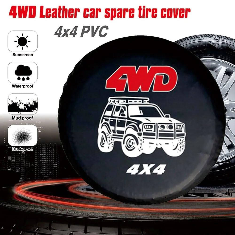 Reifen Aufbewahrung 14" 15" 16" 17" Zoll 4WD 4x4 PVC Leder Ersatzrad Reifenhülle Tasche Tasche Schutz Autoreifen(17inch)