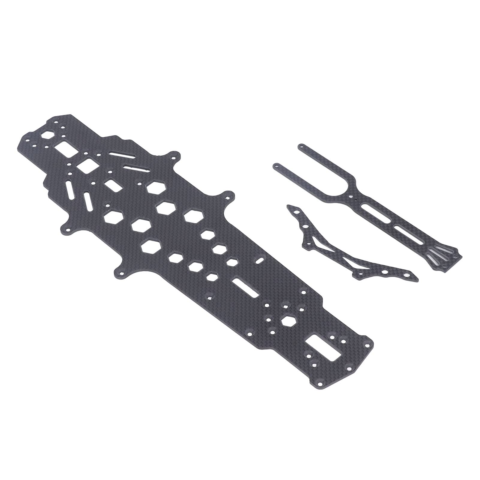 Chasis de fibra de carbono RC Alta flexibilidad Mecanizado CNC Hollow Hollow 2 capas Reemplazo de hundimiento Placa de chasis RC RC (Negro)