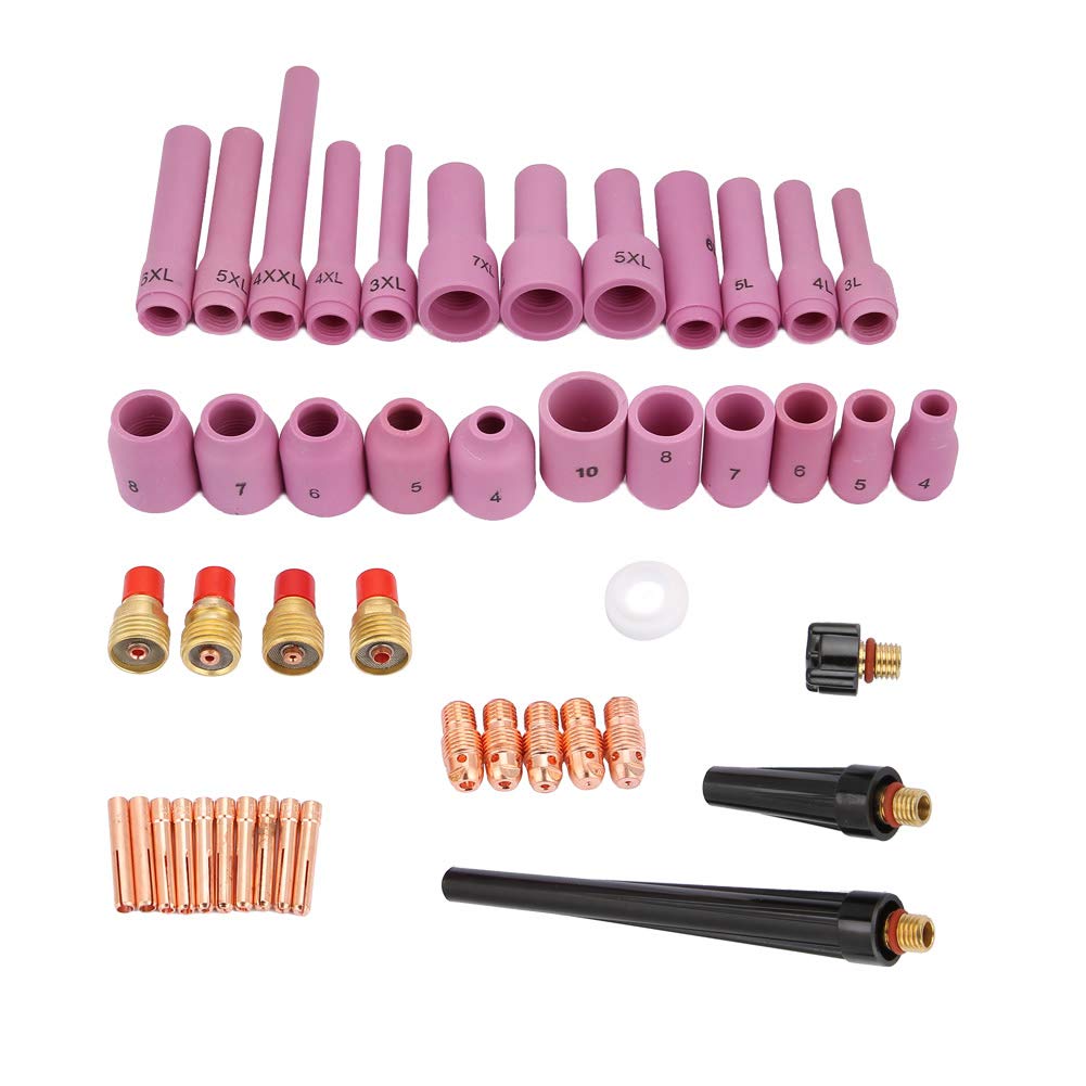 Consumabili per Torcia per Saldatura TIG, 46 Pezzi di Ricambio in Ceramica Resistente Alle Alte Temperature WP9 WP20 WP25, Parti per Torcia per Saldatura TIG con Set Completo per Progetti di