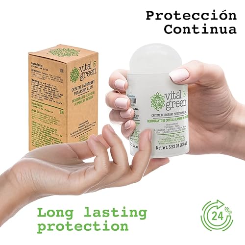 Miniatura 3 de Vital Green Crystal Potassium Alum Desodorante  Desodorante mineral sin perfume para hombres, mujeres y atletas  3.53 oz  100 g (2 unidades)