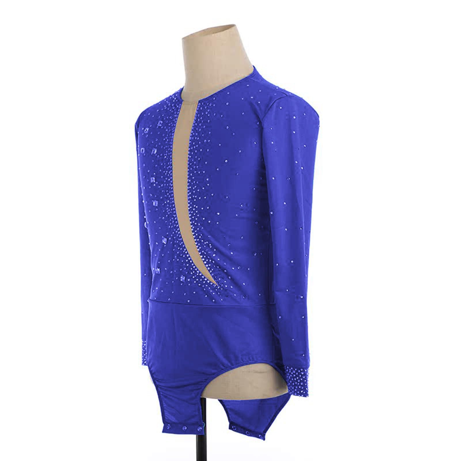 VêTements Patinage Artistique pour GarçOns Et Hommes, Chemise en Strass Brillant Costume CompéTition Performance, VêTements Patinage Artistique Justaucorps Gentleman éLéGant