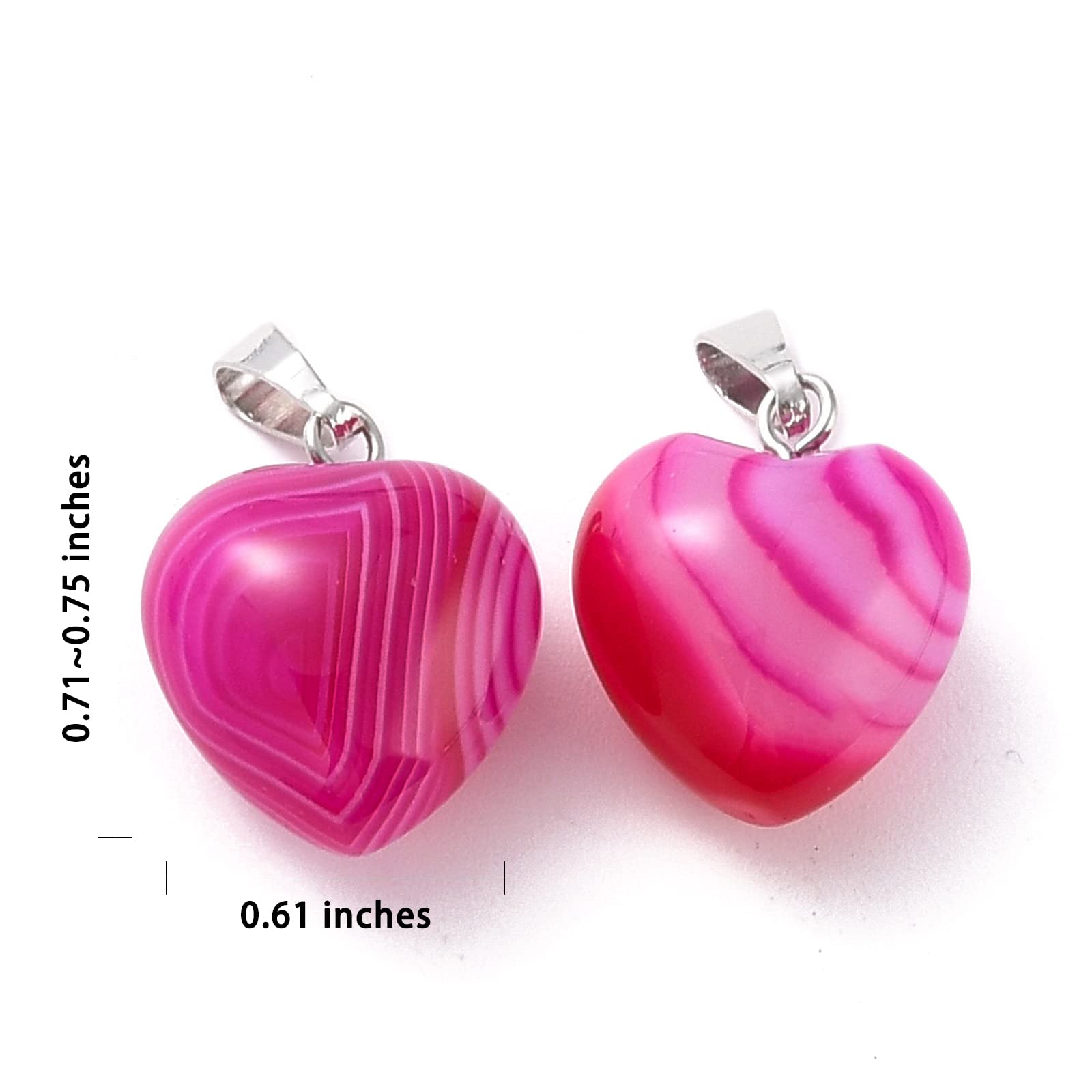 BEEFLYING 10 Pcs Gemstone Heart Pendant Charms Natural Agate Charms Healing Stone Pendants for Jewelry Making Crafts Supplies - Image 2