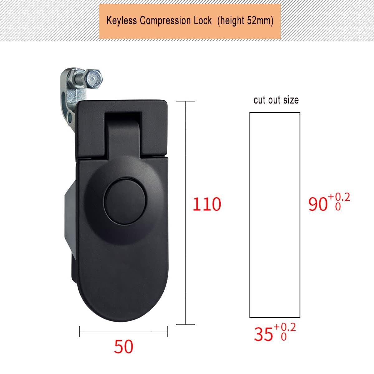 Compression Latch Flush Mount Trigger Latch Height 52mm, Compression Latch for RV Camper Car Truck Marine (Black Keyless, 5 Packs)