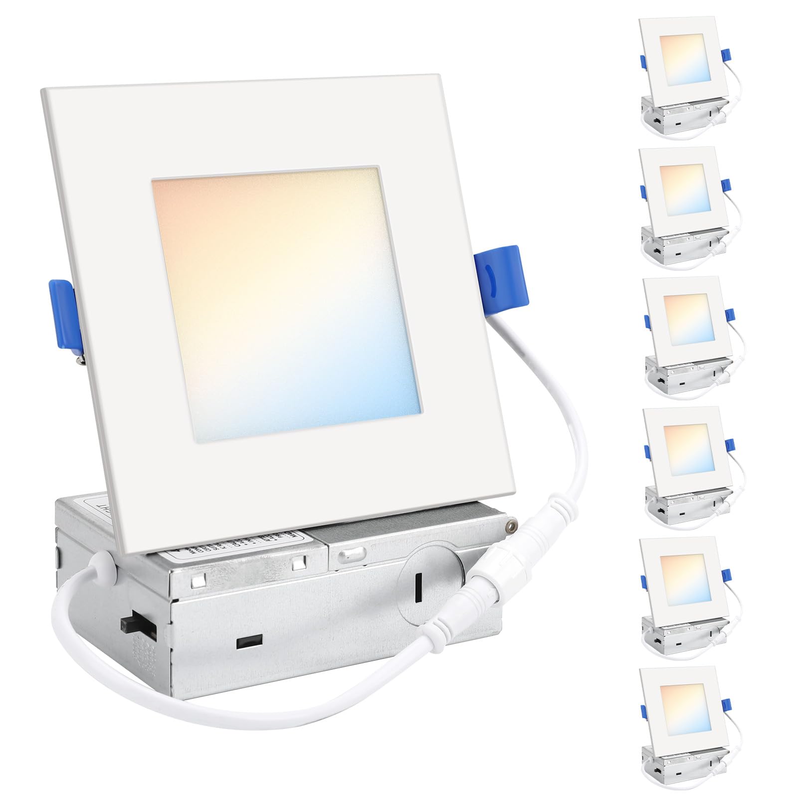NUWATT 12-Pack 4" Ultra-Thin LED Recessed Lights - 2 Hour Fire Rated, 5 CCT Selectable, Dimmable, 900 Lumens