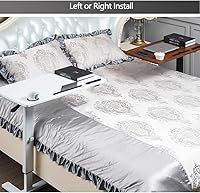 Vista 8 de Mesa de cama neumática de altura ajustable con ruedas ocultas, puertos USB, ranura para almohadilla, portátil, carrito de escritorio de pie, mesa