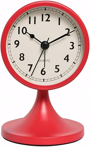 Miniatura 8 de Lancoon Analog Clock Small Cute Retro Desk Clock Non Ticking Silent Metal Table Alarm Clock for Bedside Bedroom Shelf Living Room Battery Operated