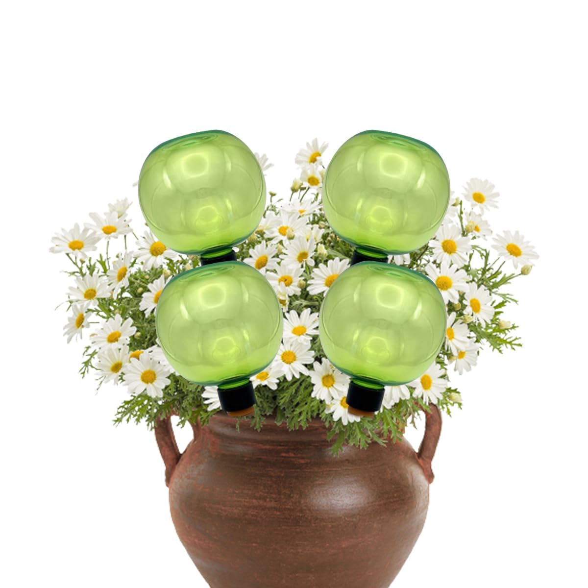 Self-Watering Plant Watering Globes, Automatic Slow Release Drip Irrigation Devices,Garden Drip Irrigation Equipment With Slow Release Control Flower Pot Insert Plant Bulb (4 PCS Green)
