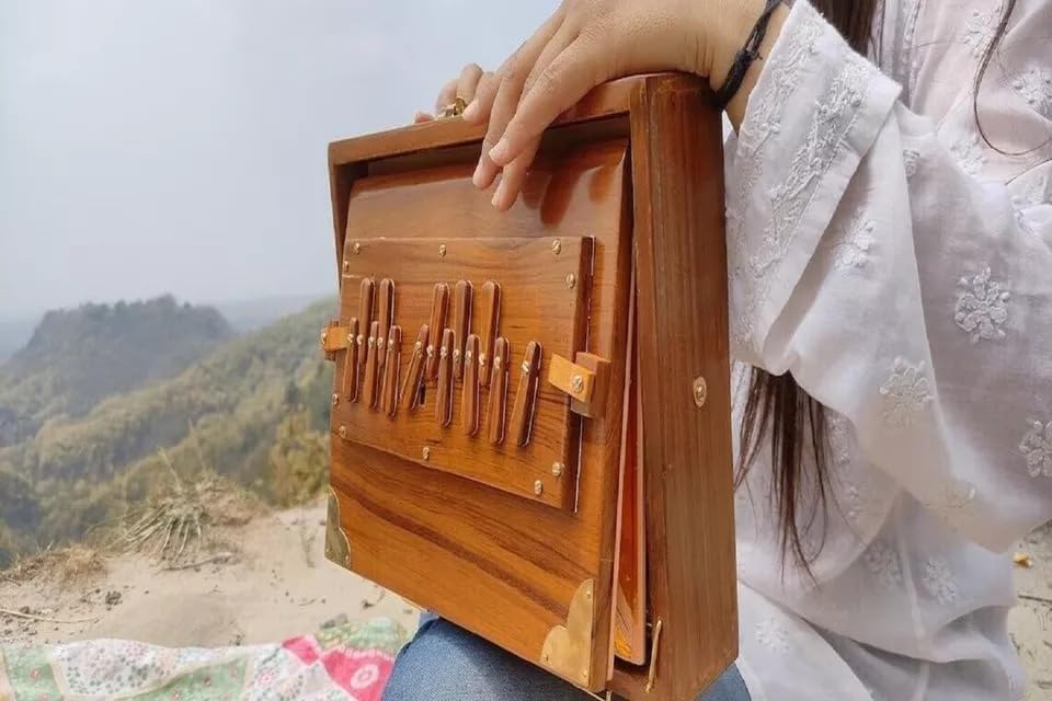 Scatola Shruti in puro legno di teak, 30,5 cm, strumento musicale con borsa, chiavi in legno, scatola Shruti 432Hz sintonizzata