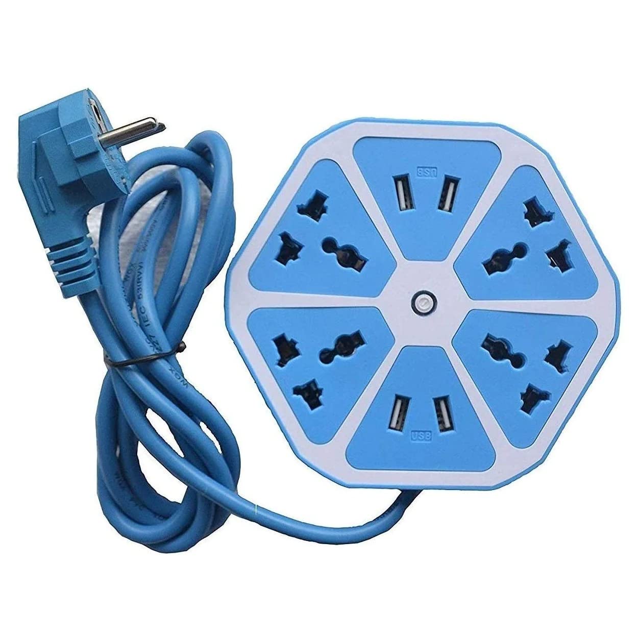 Ratehalf Heavy Duty Extension Board Hexagon Electrical Extension Cord Power Socket with 4 USB Port for Mobile with 2 Meter Cable Wire 4 Socket Surge Protector Spike Strip Guard Extension Board-image-18