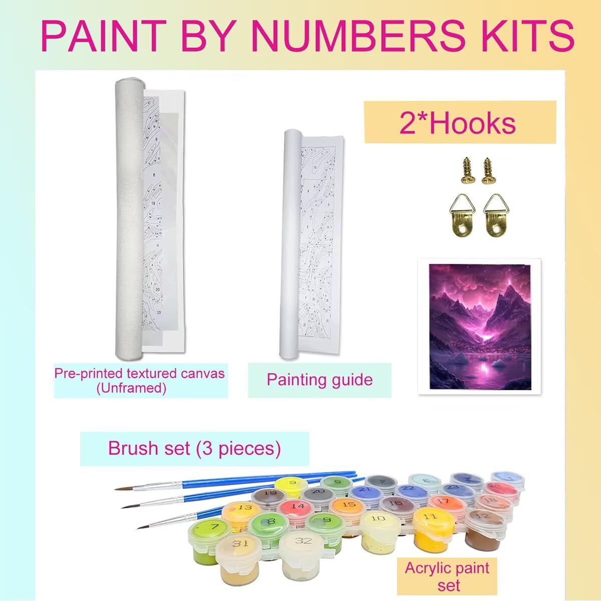 Dipingere con i Numeri Lago, Paint by Numbers Adulti Paesaggio, Fai da te Creativi Adulti Quadri da Dipingere Numerati Kit per Decorazione Della Parete di Casa, Regalo 70x95 cm Senza Cornice KH-O