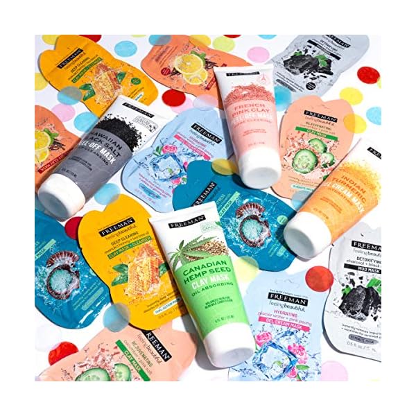 Freeman-12-Mask-Party-Pack-Anti-Stress-Clay-Clearing-Peel-Off-Deep-Cleanser-Hydrating-Gel-Detoxifying-Mud Freeman Facial Mask Variety Set: Clay, Peel-Off, Gel, & Mud Face Masks, Clearing, Hydrating, Detoxifying & Rejuvenating Skincare Essentials, Variety Set, Travel Facial Masks, 12 Count