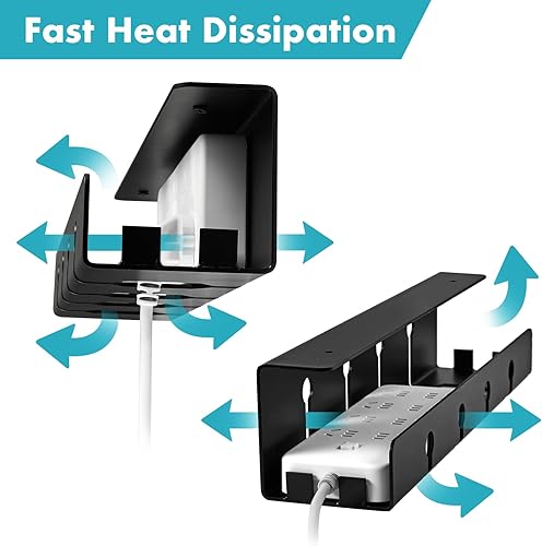 Miniatura 5 de Bandeja de organización de cables debajo del escritorio, bandeja de cables de acero sin taladros para gestión de cables debajo del escritorio,