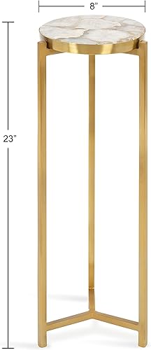 Miniatura 10 de Kate and Laurel Aguilar Glam - Mesa de bebida 8 x 8 x 23 pulgadas color dorado mesa de té de transición y soporte para plantas con mesa de ágata