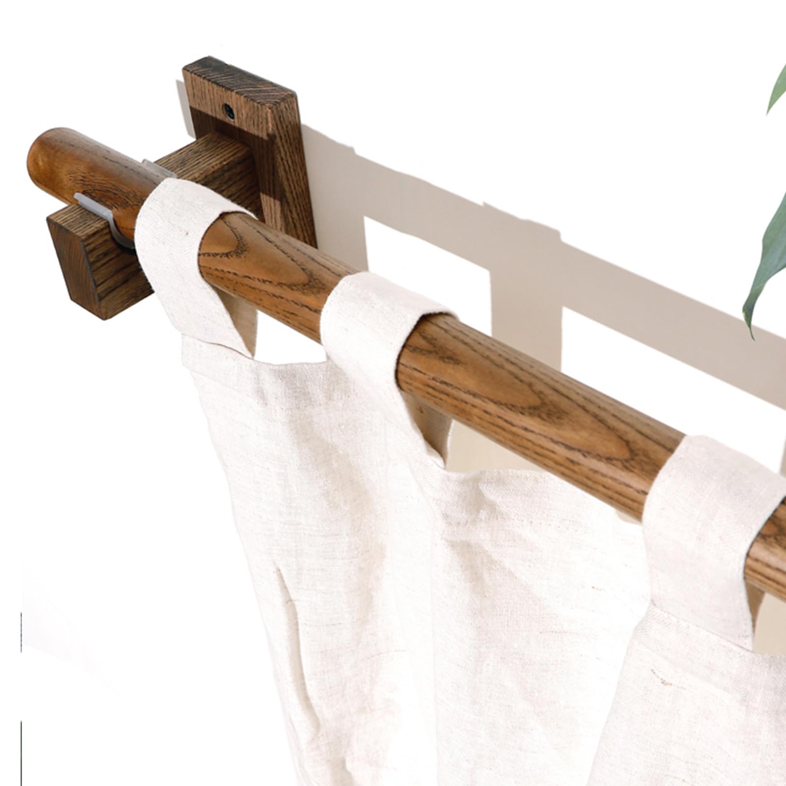 ty Tringle à rideaux en bois de 120 cm – Tringle à fenêtre simple/double avec support simple pour chambre à coucher, cuisine, salle de bain – Design robuste et résistant