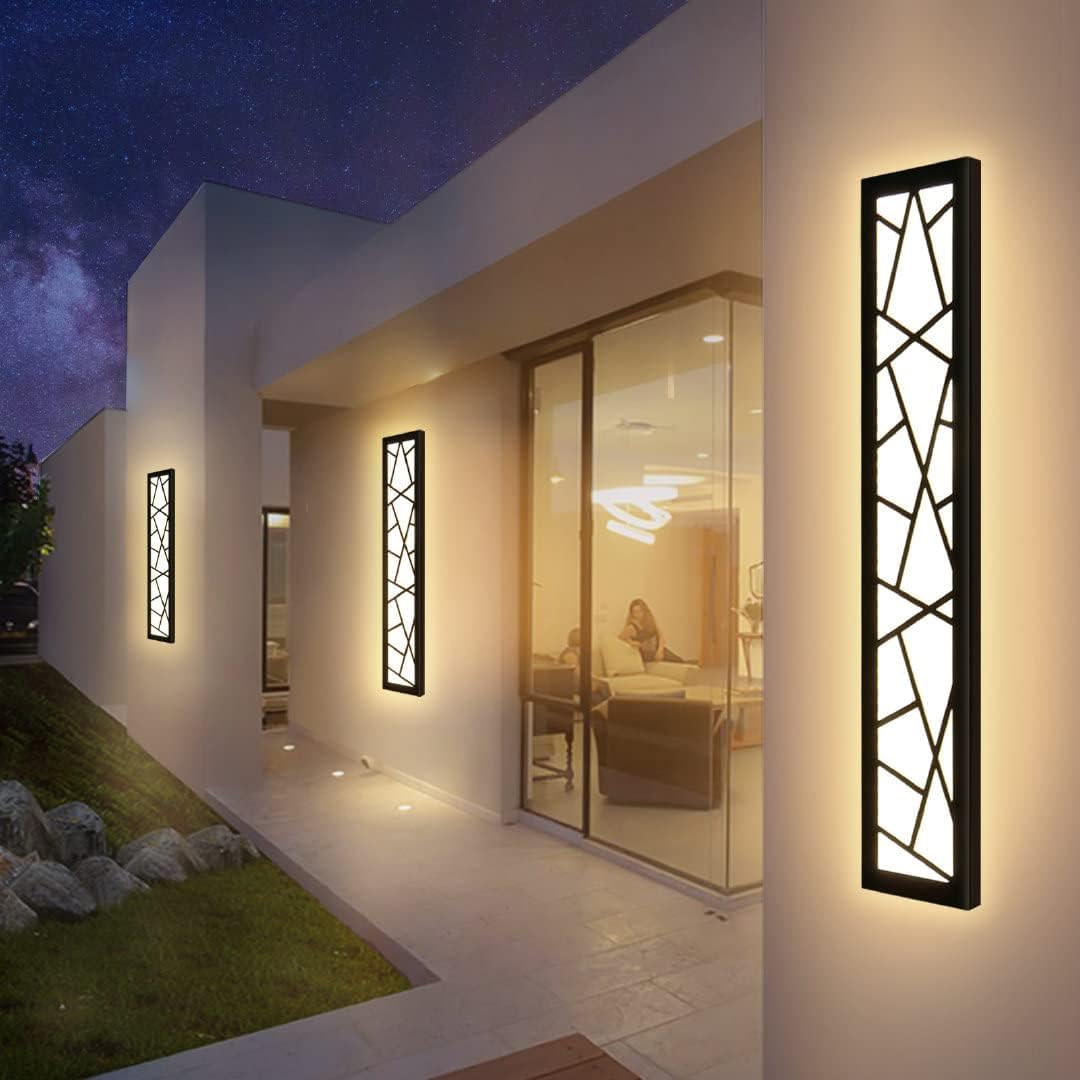 HXYSXHJUO Outdoor Wall Lamp LED Black Sconce Modern Exterior Garden Light Villa Indoor Anthracite Long Lights Garage Terrace (80cm)