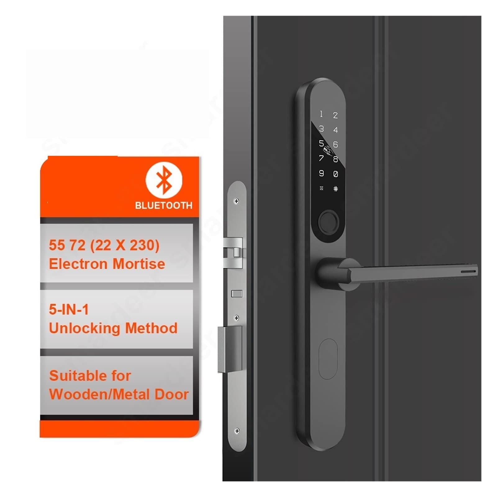 Serratura intelligente, Bluetooth Smart Door Lock for blocco delle impronte digitali universale a destra/sinistra con impronta digitale/password/app(Silver)