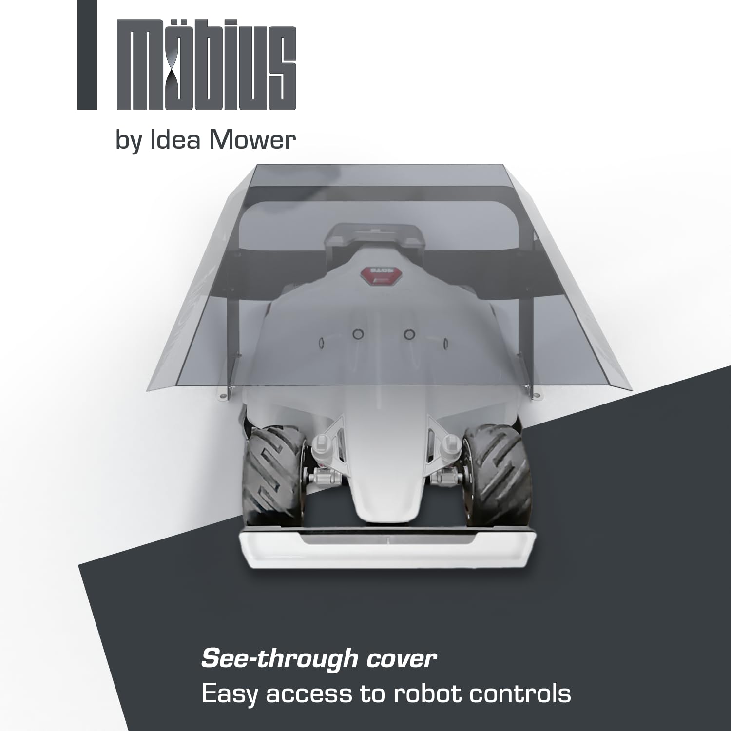 Idea Mower Garaje para robot cortacésped Mobius, compatible con Mammotion Luba, cubierta transparente para fácil acceso a los controles del robot