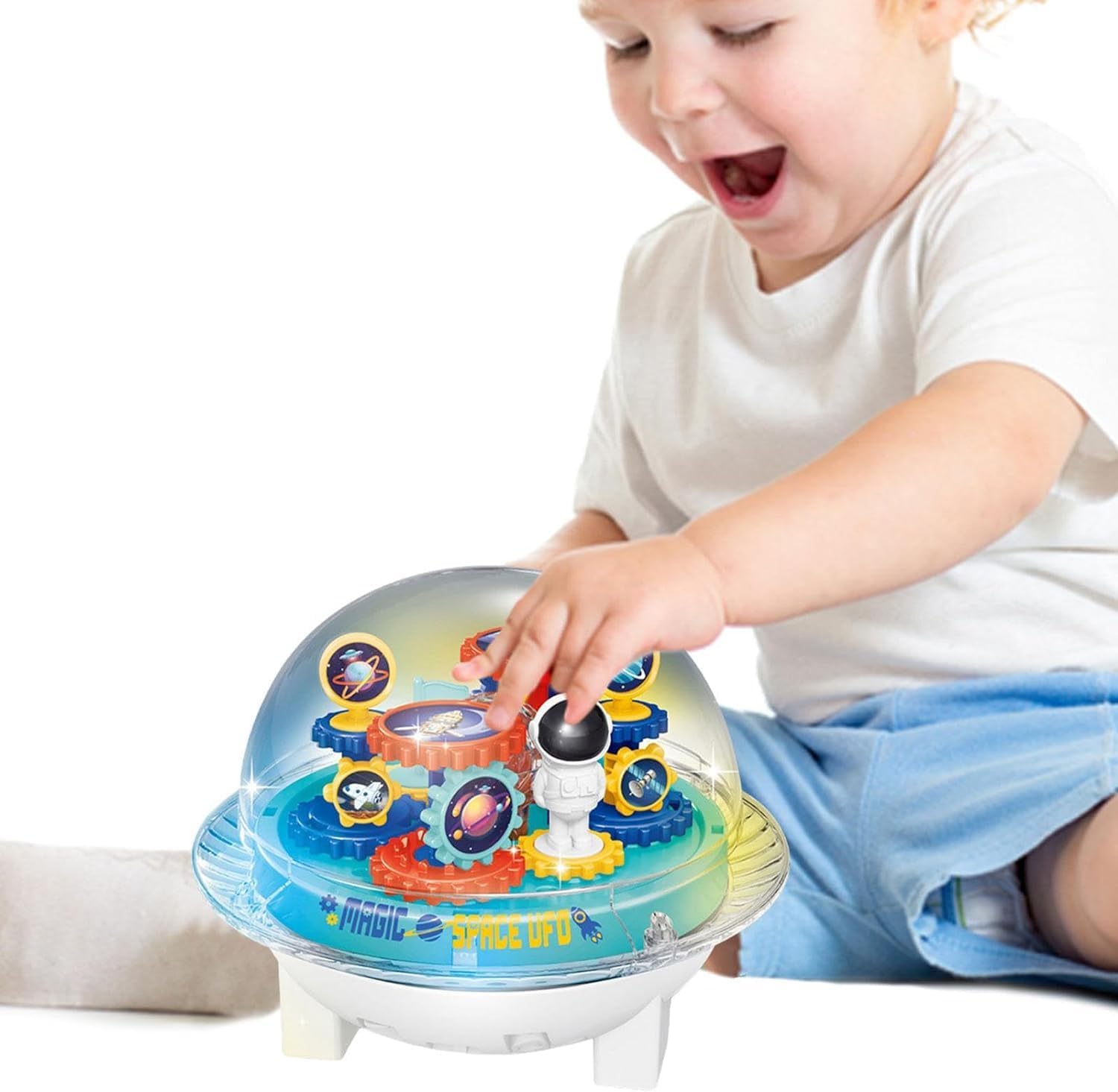Rk Toys Spaceship Toy for Children, UFO Toy Game, Universal Spaceship Model, Transparent Moving Gears for Boys, Girls Fame 3