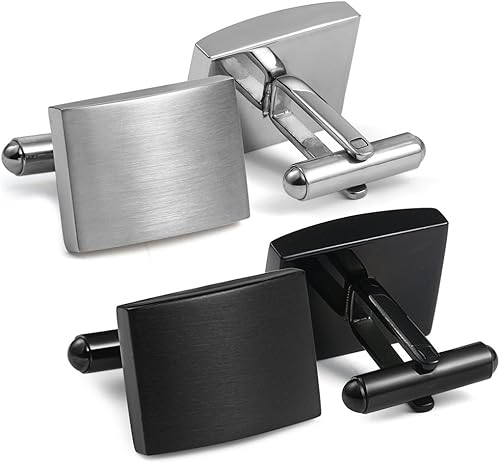 FIBO STEEL gemelos clásicos de acero inoxidable para hombres para bodas y negocios