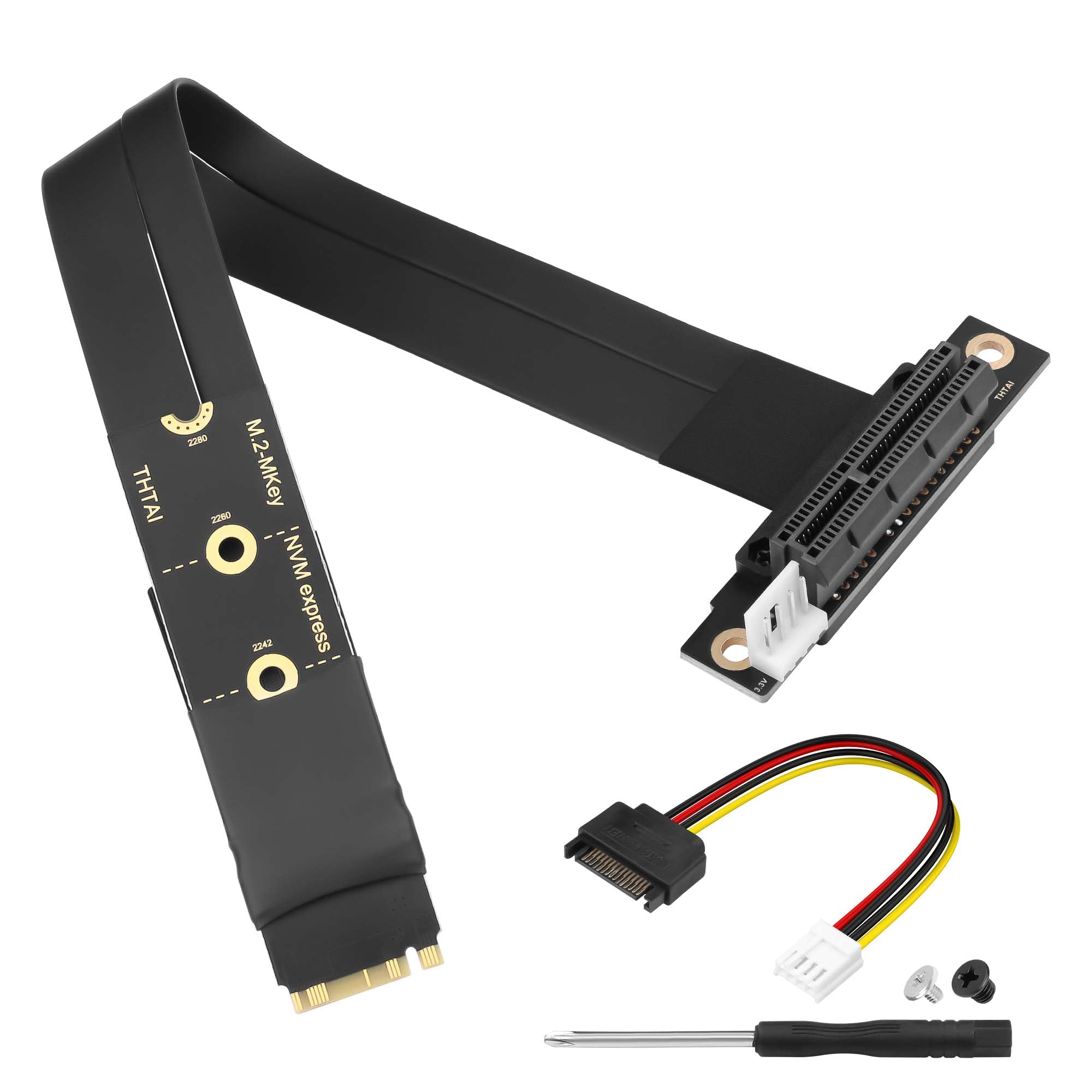 CERRXIAN M.2 NGFF NVMe M Key vers PCIE 3.0 4X Carte Adaptateur Riser pour Carte Graphique M.2 Clé M vers PCI-E 4X Câble d'extension (90°)
