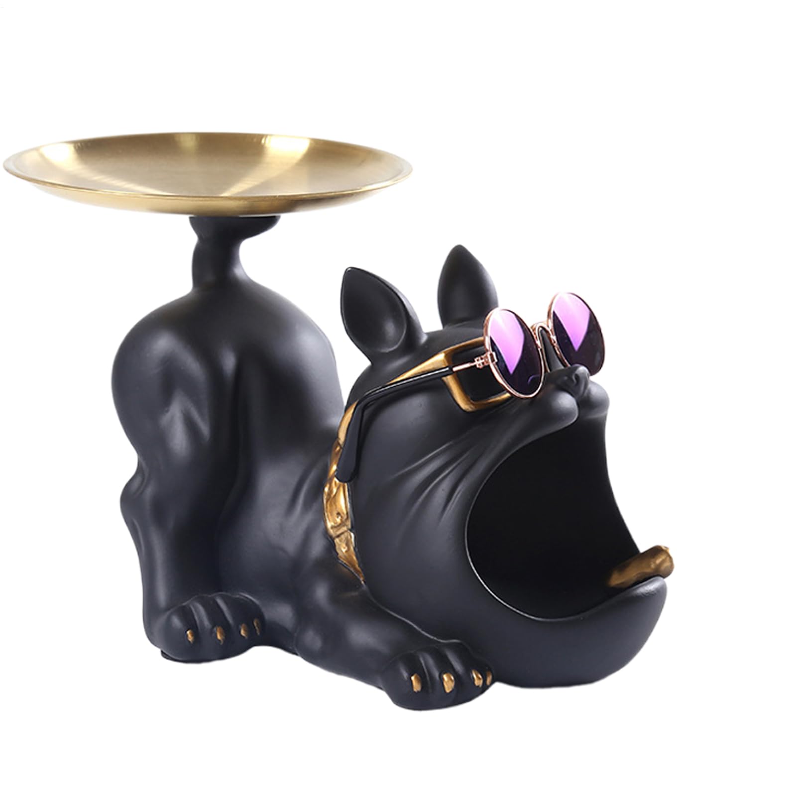 Bouledogue statue en résine esthétique et boîte de rangement chic