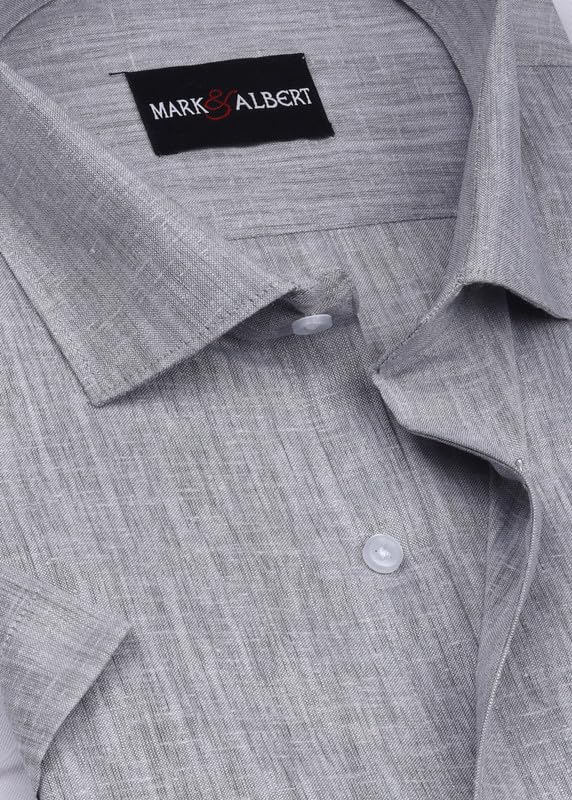 Image of MARK & ALBERT Men's Half Sleeve Pure Linen White Shirt