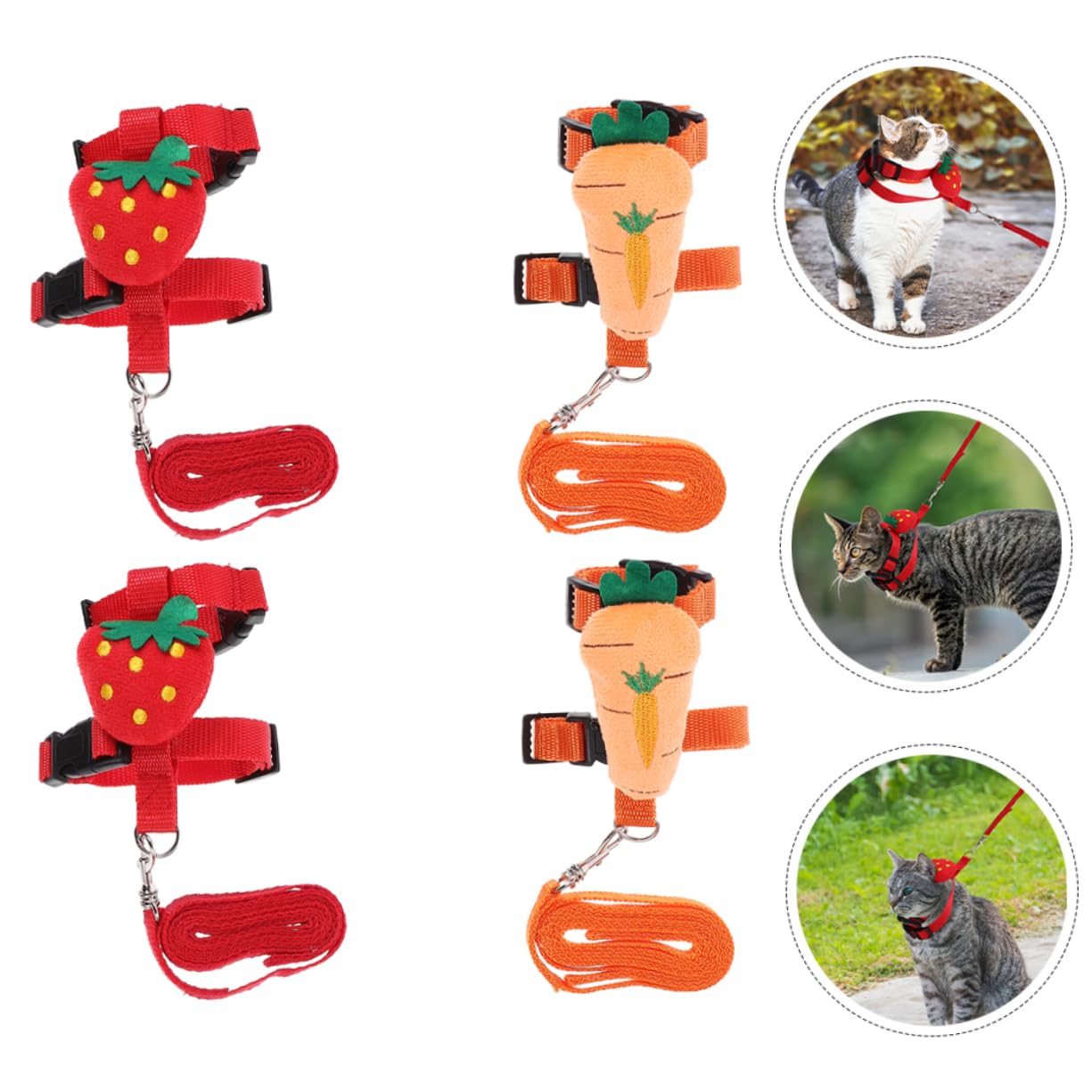 Abaodam 4Pcs Adjustable Bunny Rabbit Harness Leash Set for Small Pets Cartoon Vest for Kittens Puppies Cats Lightweight Walking Rope Fit for Comfort and Control