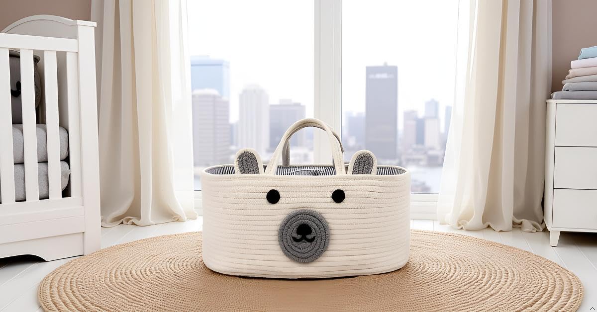 Organizador de pañales para bebé, cesta de regalo bebé, canastilla, cestas bebé, canastilla bebé recién nacido, regalo bebé, pañales bebé recién nacido, cesta regalo (BLANCO)