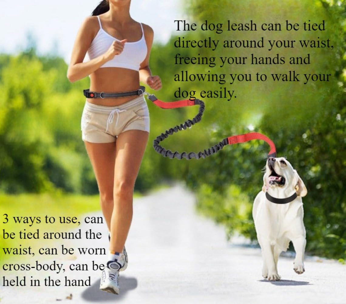 SSDHUA Hands-Free Dog Leash Professional Dog Leash with Reflective Stitching for Training Walking Hiking and Running Adjustable Belt Shock Absorption (Green + Black)