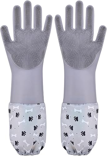 Guantes de aseo para mascotas, guantes de limpieza de silicona resistentes al calor con dientes de alta densidad, guantes de aseo para perros,