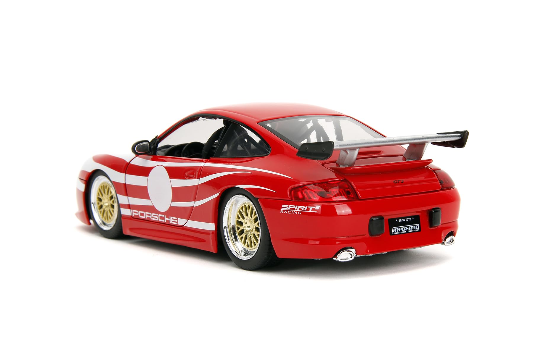 Jada Porsche Carrera 911 GT3 (996), czerwone/białe paski zabawki 35137-1/24 skala odlewany model samochodu