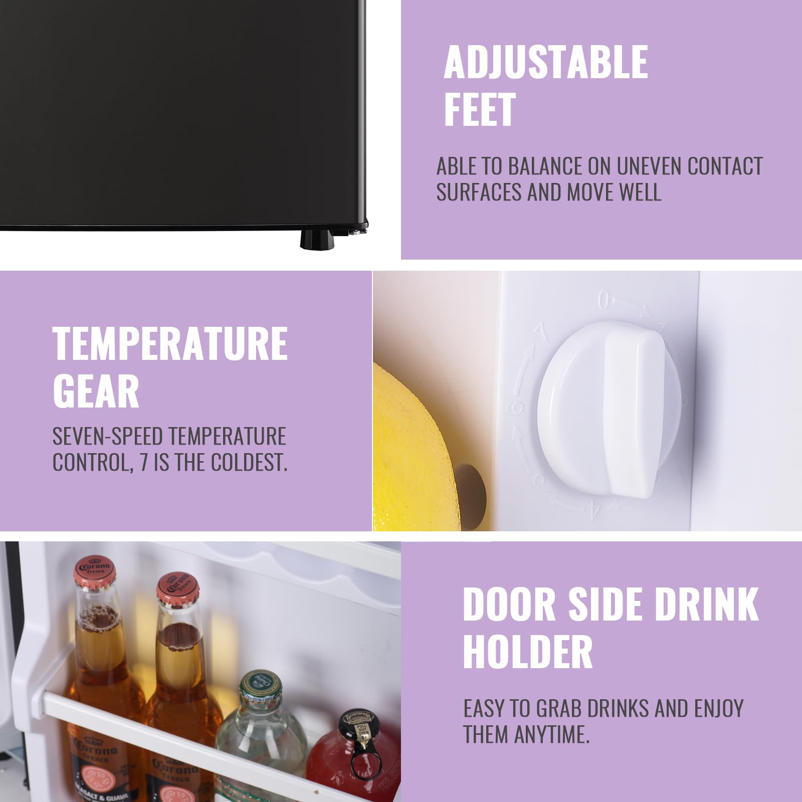 Demuller 2.4 Cu.Ft Small Refrigerator With Freezer Dorm Mini Fridge With Removable Plastic Shelves Mini Refrigerator Ideal For Home, Office,Dormitory Gray on Fridge.com - View 4