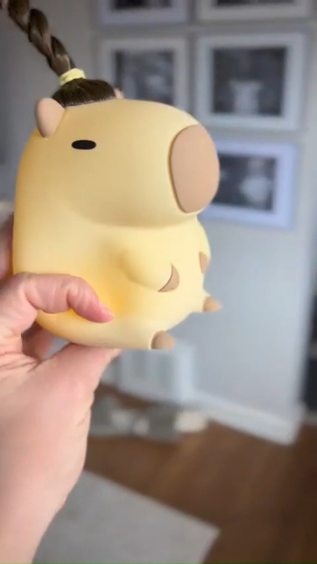 Image of FAMIDUO Cute Capybara Night Light, DIY Hairstyle & Squishy Silicone Lamp | Rechargeable Tap-Control Bedside Lamp,Soft Squishy Silicone Nursery Light for Boys & Girls,Cute Room Decor,Funny Xmas Gift