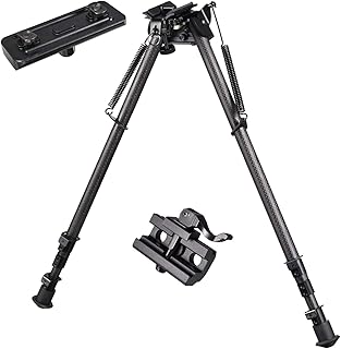 13"-27“ Adjustable Length Carbon Fiber Swivel Bipod Heavy Duty with Rail Mount Adapter and Picatinny QD Adapter - CYBERDAX