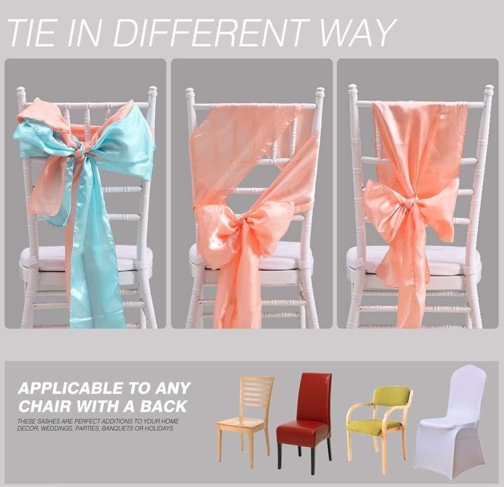 Tech Deals 🔥 New Pack of 10 Satin Chair Sashes Bow sash for Wedding and Events Supplies Party Decoration Chair Cover sash Bows (10, Sky Blue)