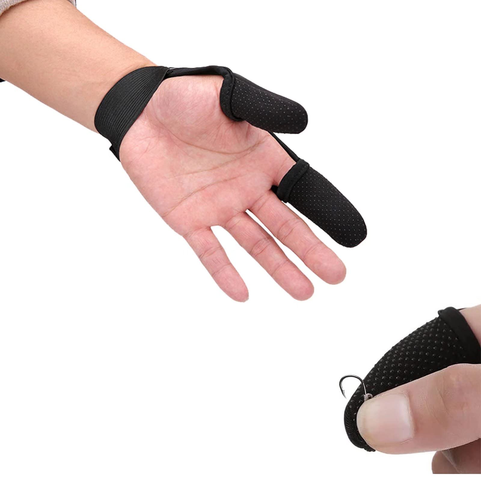 2 Pcs Anti-Slip Fishing Glove Index Finger Casting Gloves Finger Protector Fishing Gloves Finger Guard Unisexs Elastic Band Glove for Outdoor Fishing with Fishing Rod Belt(Black)