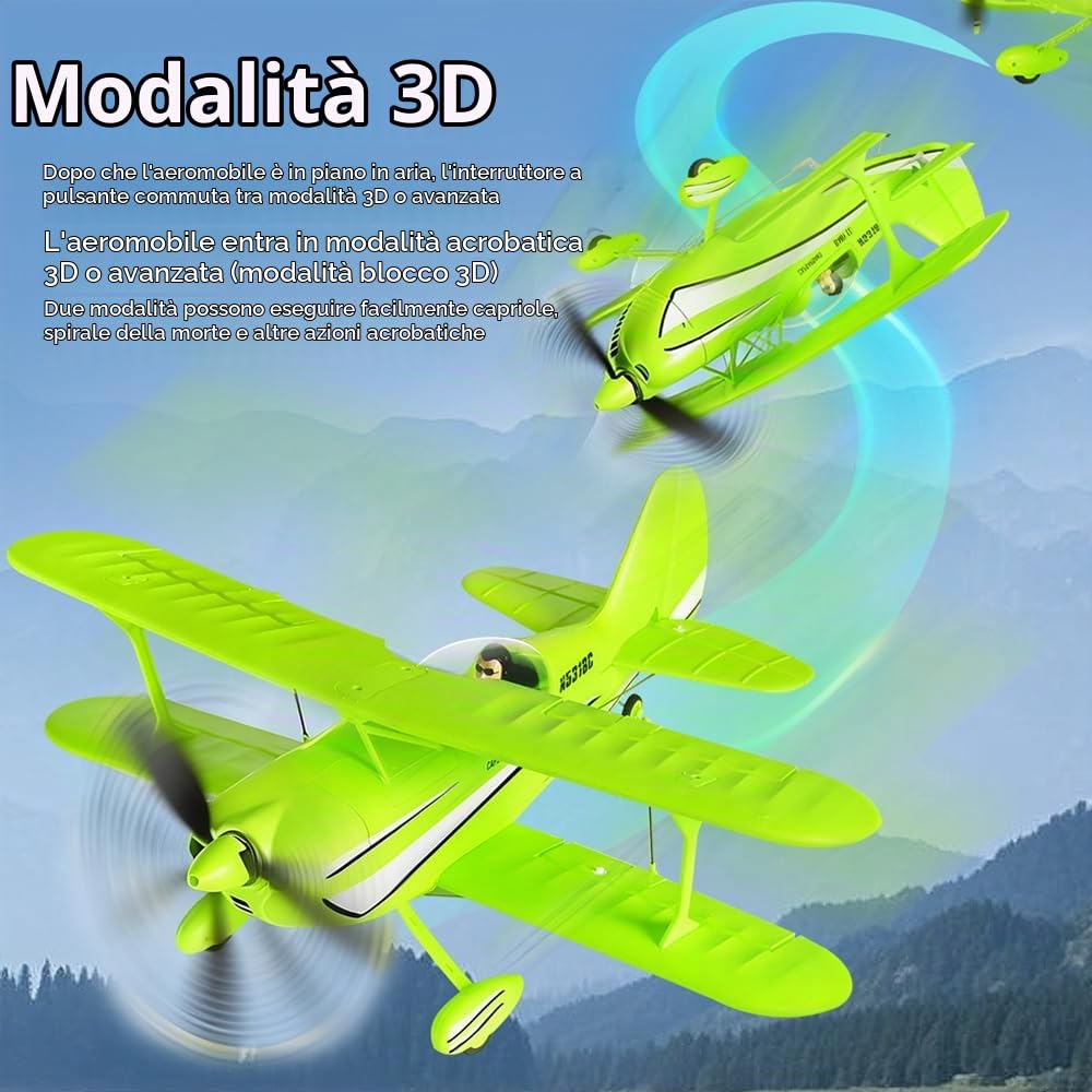 Aereo RC 4CH A310 Biplano Aereo RC per Adulti Principianti 3D/6G Brushless 2.4G Aereo Telecomandato ad Ala Fissa con 2 Batterie