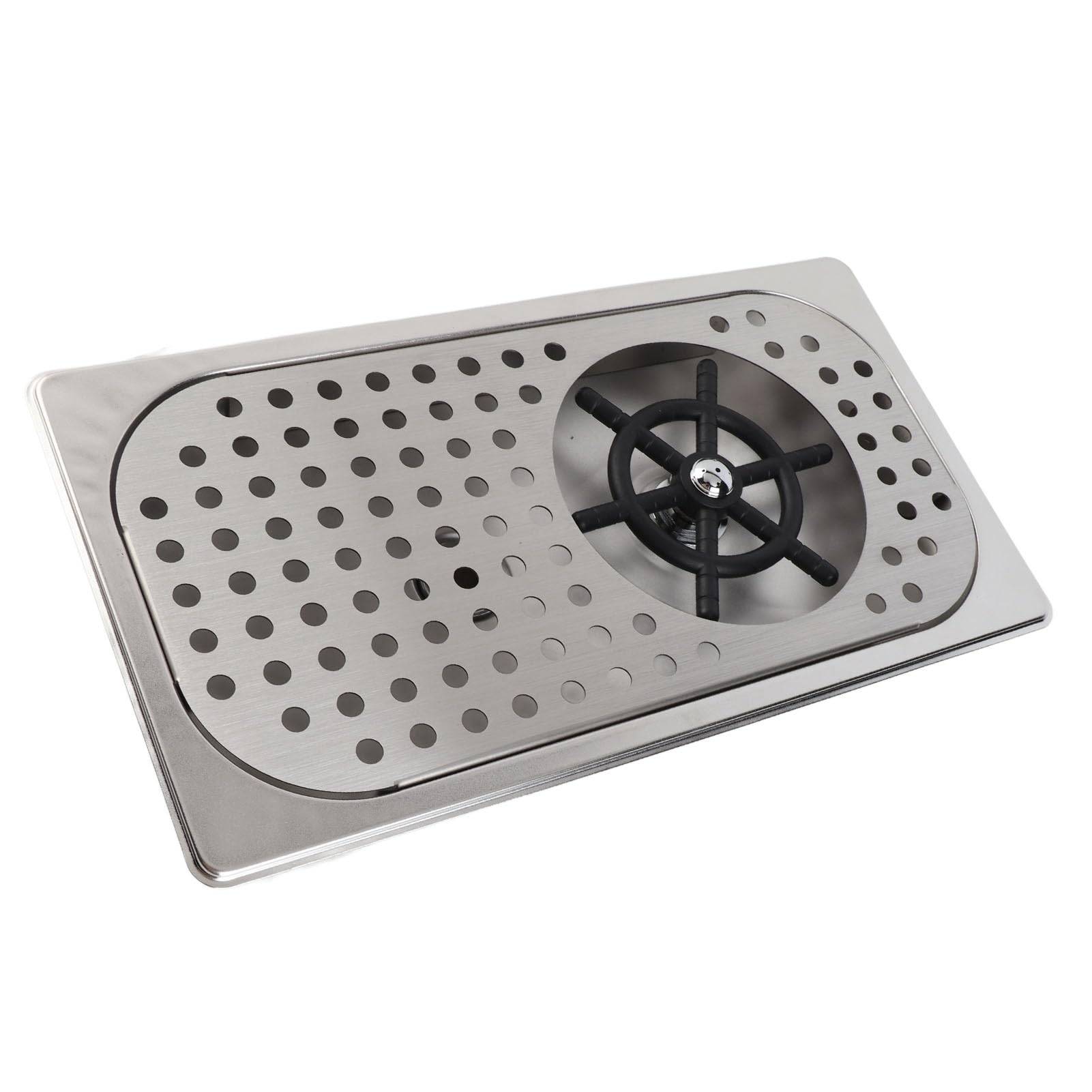 Enjuagadora de Vasos, Lavavasos de Acero Inoxidable 304 con Lavado Automático y Bandeja de Goteo de Drenaje, 32,5 X 17,5 Cm para Fregadero de Cocina, Bar, Cafetería